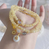 Quartz Rutilated Peach Agate Charm Bracelet ASL114
