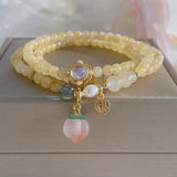 Quartz Rutilated Peach Agate Charm Bracelet ASL114