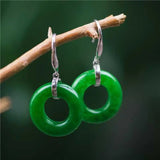 Natural Green Jadeite Jade Ring Earrings Halloween Jewelry