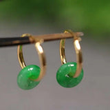 Green Jadeite Jade Ring Earrings Set Classic Jewelry Gift Women