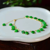 Natural Jadeite Jade Cuff Anklet Bracelet Relief Calming Glowing Bohemia