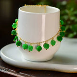 Natural Jadeite Jade Cuff Anklet Bracelet Relief Calming Glowing Bohemia
