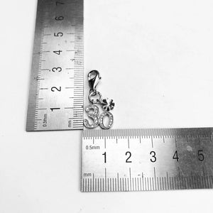 Lucky No. 30 Pendant, 925 Silver Charm, Spring Jewelry Gift for Women Men