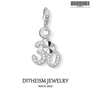 Lucky No. 30 Pendant, 925 Silver Charm, Spring Jewelry Gift for Women Men