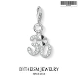 Lucky No. 30 Pendant, 925 Silver Charm, Spring Jewelry Gift for Women Men