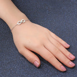 Opal Crystal Love Infinity Charm Bracelet - S925 Silver Adjustable