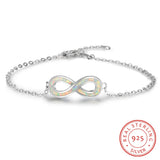 Opal Crystal Love Infinity Charm Bracelet - S925 Silver Adjustable