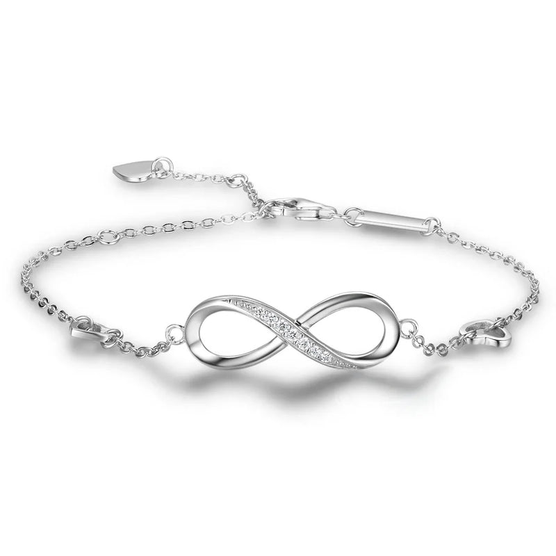 Infinity Charm Bracelet with Cubic Zirconia for Women