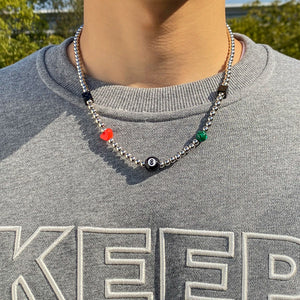 Lucky Number Eight Dice Choker Necklace Men Women Jewelry