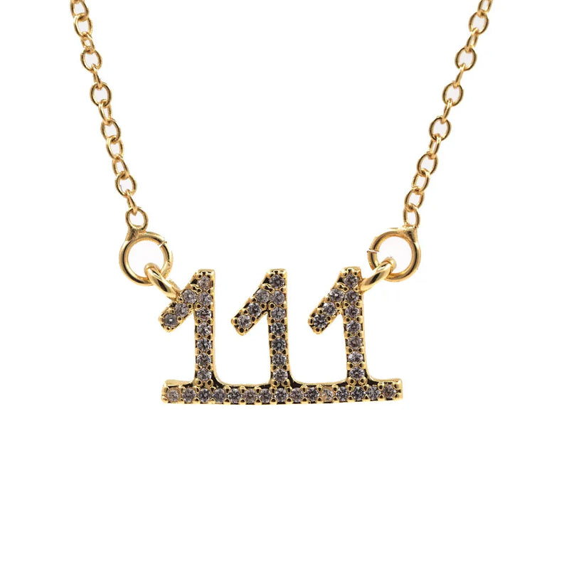 Lucky Number Necklace 111-999 Plated Chain CZ Angle Number Women Charms Jewelry
