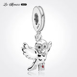 Lucky Owl Bead Charms for Charm Bracelets 100% SSilver Plating