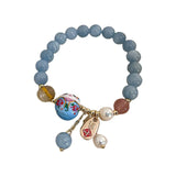 Chinese Style Lucky Pearl Crystal Kitten Cat Bracelet