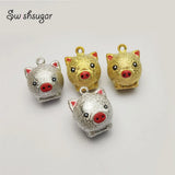 Lucky Pig Metal Jingle Bell Charms DIY Craft Pendant Accessories