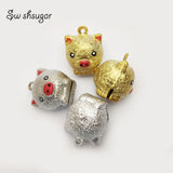 Lucky Pig Metal Jingle Bell Charms DIY Craft Pendant Accessories