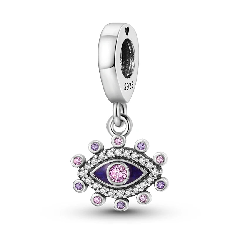 Lucky Pink Evil Eye Dangle Charm for Bracelet Necklace Pendant Beads