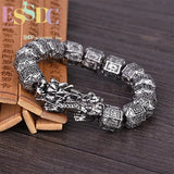 Lucky Pixiu Thai Silver Bracelet Men and Women Retro Sanskrit Transit Bead