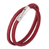 Red Leather Wrap Bracelet Multilayer Men Women Jewelry Gift