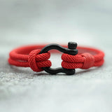 Red Milan Rope Bracelet with Horseshoe Buckle