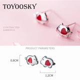 Red Pig Animal Stud Earrings 925 Sterling Silver Prevent Allergy Girl Jewelry