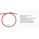 925 Silver Red Rope Bracelet Ethnic Adjustable Lady Women