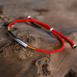 925 Silver Red Rope Bracelet Ethnic Adjustable Lady Women