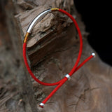 925 Silver Red Rope Bracelet Ethnic Adjustable Lady Women