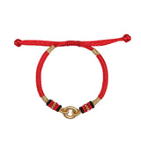 Sterling Silver Red Rope Bracelet with Peace Buckle Knots