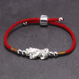 Pixiu Red Rope Bracelet 999 Silver Tibetan Knots Charm Bracelet