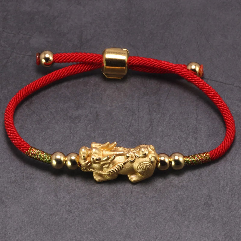 Pixiu Red Rope Bracelet 999 Silver Tibetan Knots Charm Bracelet