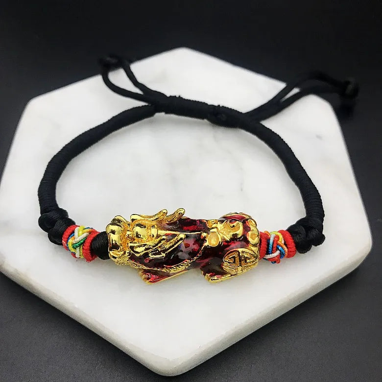 Red Rope Bracelet Lucky Charm Pixiu Tibetan Buddhist Knot