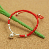 Red Rope Bracelet & Bangle 925 Silver Women's Amulet Charm Bell Buddha Jewelry