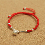 Red Rope Bracelet & Bangle 925 Silver Women's Amulet Charm Bell Buddha Jewelry