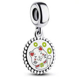 Lucky Rich Cat Charm 925 Sterling Silver Beads for Jewelry Making