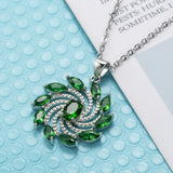 Lucky Rotating Windmill Pendant Necklace CZ Silver Esmeralda