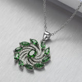 Lucky Rotating Windmill Pendant Necklace CZ Silver Esmeralda