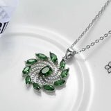Lucky Rotating Windmill Pendant Necklace CZ Silver Esmeralda