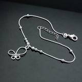925 Silver Butterfly Anklet Round Bead Chain Girl Party Accessory