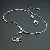925 Silver Butterfly Anklet Round Bead Chain Girl Party Accessory