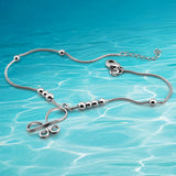 925 Silver Butterfly Anklet Round Bead Chain Girl Party Accessory