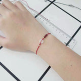 Lucky Garnet Red/Silver Braid Bracelet for Women YBR690