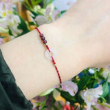 Lucky Garnet Red/Silver Braid Bracelet for Women YBR690