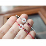 Lucky Garnet Red/Silver Braid Bracelet for Women YBR690