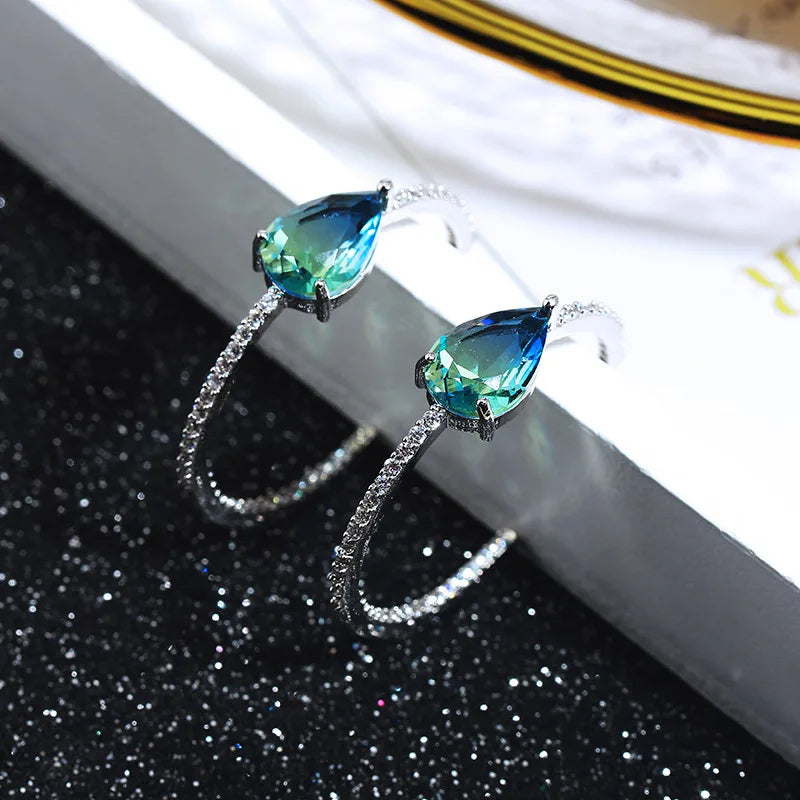 Sonny Brazil Hoop Earrings With 3 Crystal Huggie Brincos