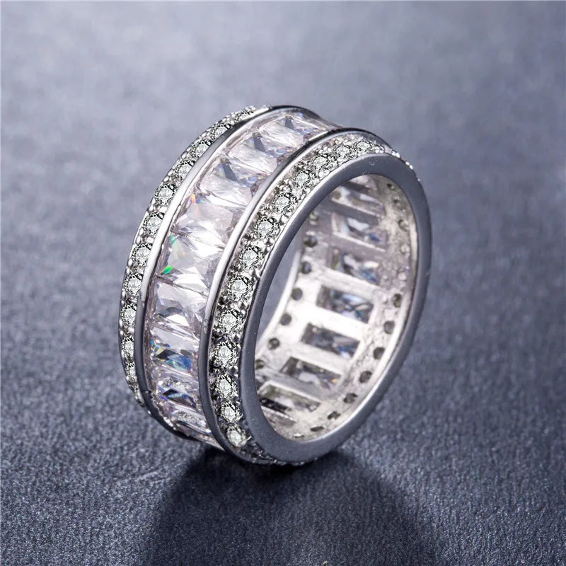 Sonny Classical CZ Crystal Ring Vintage Wedding Band Promise Engagement Rings