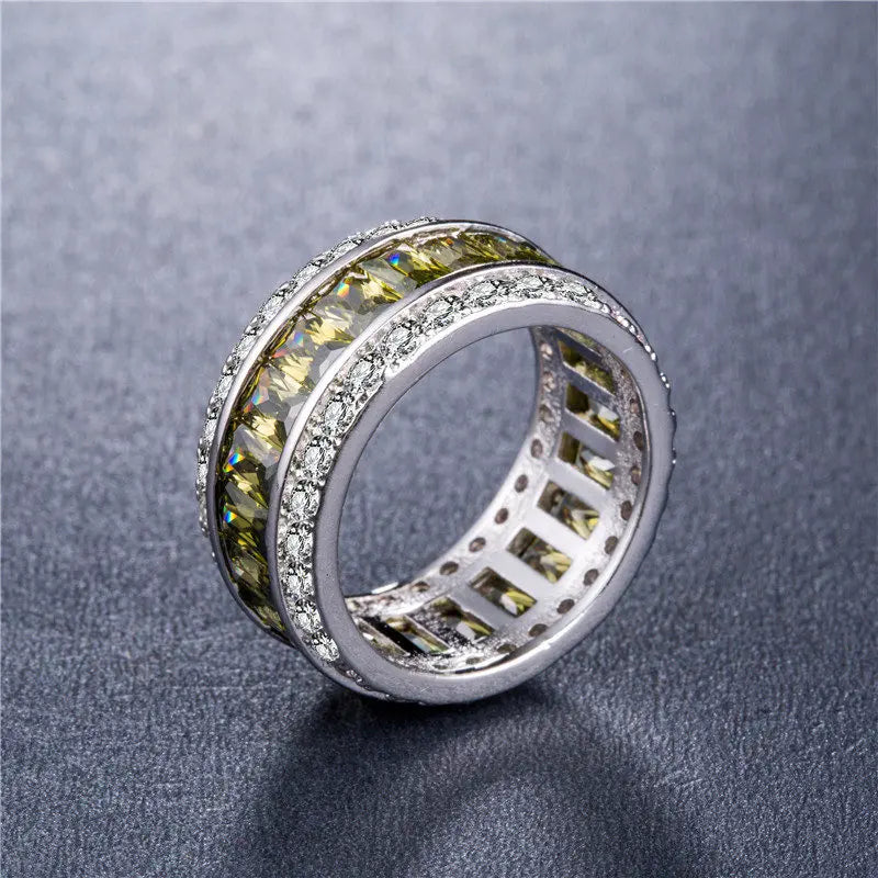 Sonny Classical CZ Crystal Ring Vintage Wedding Band Promise Engagement Rings