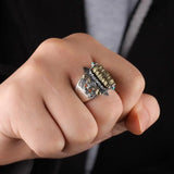 Lucky Spell Men's Silver Ring Retro Rotatable Hand Play Piece
