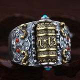 Lucky Spell Men's Silver Ring Retro Rotatable Hand Play Piece