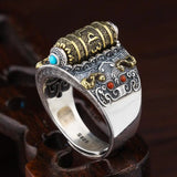 Lucky Spell Men's Silver Ring Retro Rotatable Hand Play Piece