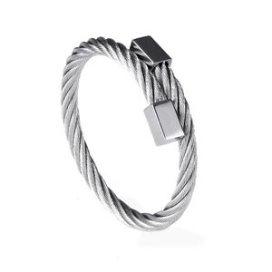 Stainless Steel Hemp Rope Men Bracelet 6MM