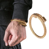 Stainless Steel Hemp Rope Men Bracelet 6MM